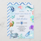 Invitation Sous le Baby shower Sea Ocean Couples (Devant / Derrière)