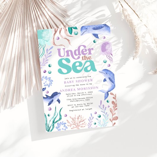 Invitation Sous le Baby shower Sea Ocean Retro