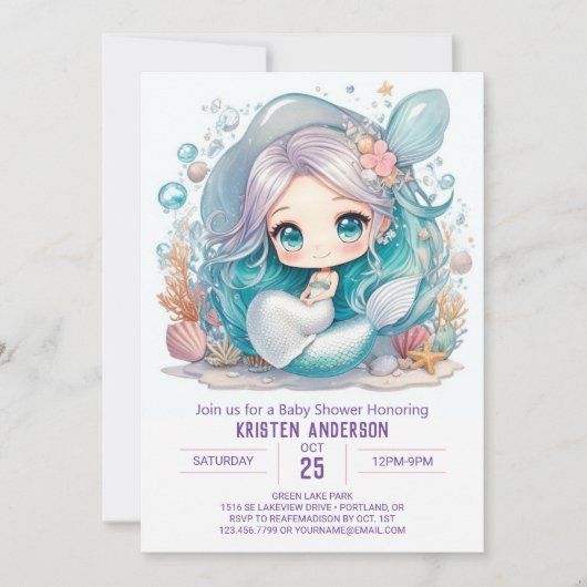 Invitation Sous le Baby shower Sea Serenity (Devant)