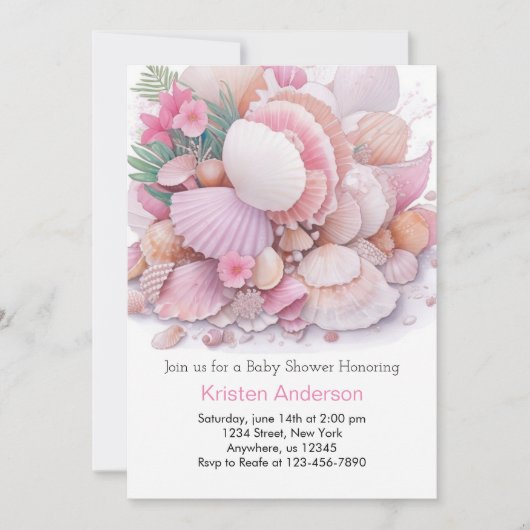 Invitation Sous le Baby shower Sea Shell Delight (Devant)