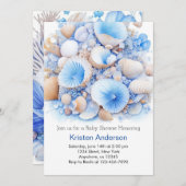 Invitation Sous le Baby shower Whimsical Blue Shell Boy (Devant / Derrière)