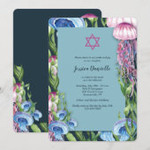 Invitation Sous le Bat mitzvah Sea Watercolor (Devant / Derrière)