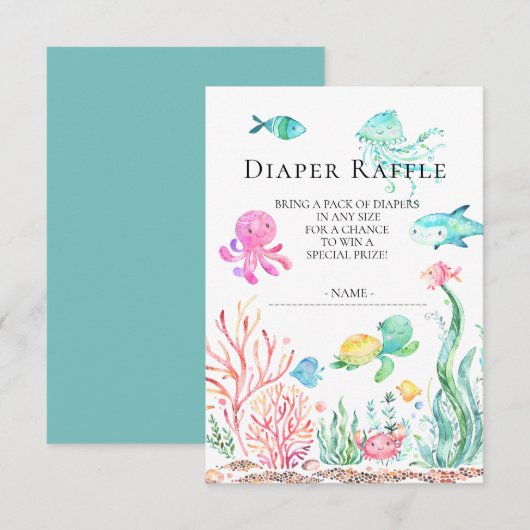 Invitation Sous le billet de benne de Baby shower de mer (Devant / Derrière)