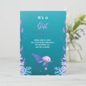 Invitation Sous le bleu de la mer C'est une fille Baby shower (Debout devant)