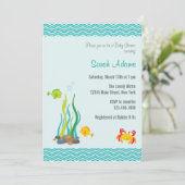 Invitation Sous le bleu d'océan d'invitation de baby shower (Debout devant)