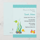 Invitation Sous le bleu d'océan d'invitation de baby shower (Devant / Derrière)