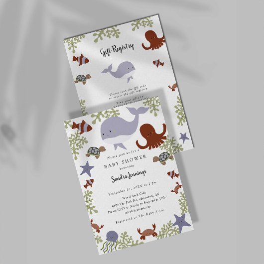 Invitation Sous le code QR du Registre des cadeaux de Baby sh