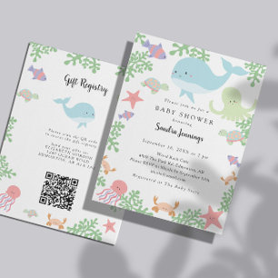 Invitation Sous le code QR du Registre des cadeaux de Baby sh