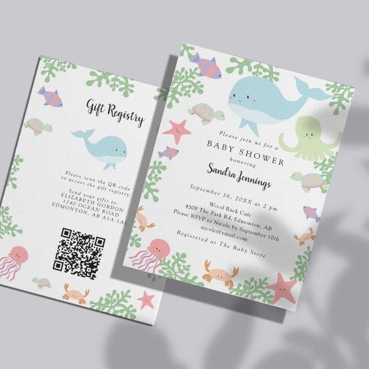 Invitation Sous le code QR du Registre des cadeaux de Baby sh