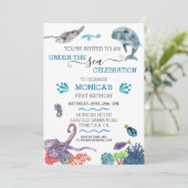 Invitation Sous le dauphin de mer Anniversaire Tortue de mer (Debout devant)