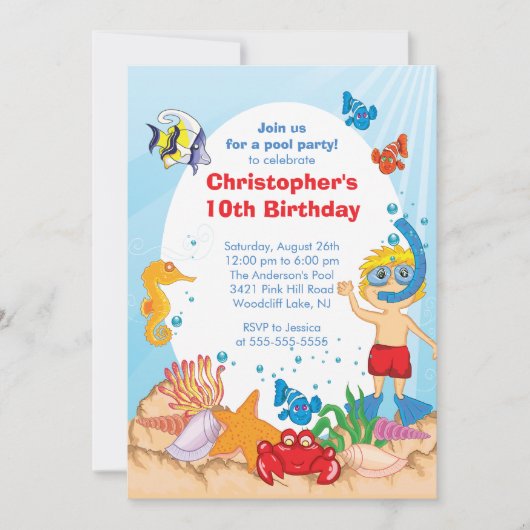 Invitation Sous le garçon d'invitation d'anniversaire de (Devant)