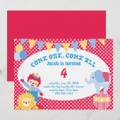 Invitation sous le grand chapiteau - anniversaire d'enfant (Devant / Derrière)