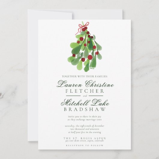 Invitation Sous le Mariage de Noël Mistletoe (Devant)