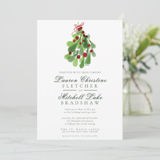Invitation Sous le Mariage de Noël Mistletoe (Debout devant)
