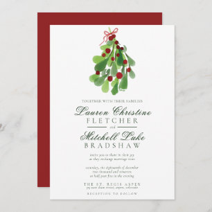 Invitation Sous le Mariage de Noël Mistletoe