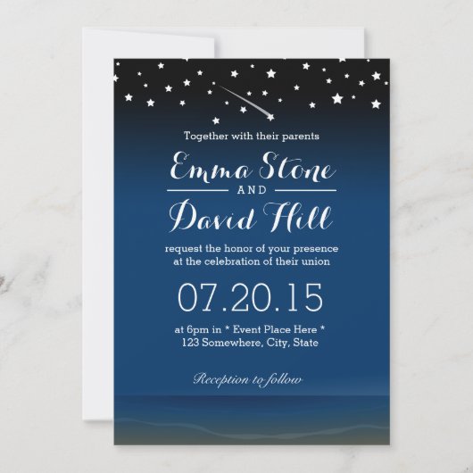 Invitation Sous le mariage de Stars Beach (Devant)