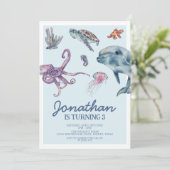 Invitation Sous le parti Anniversaire de enfant moderne de la (Debout devant)