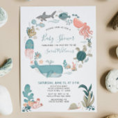 Invitation Sous le script du Baby shower d'animaux de l'océan