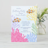 Invitation Sous le Sea Clown Fish Anniversaire (Debout devant)