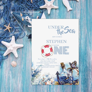 Invitation Sous le Sea Cute Kids 1er anniversaire fête