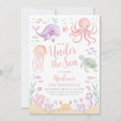 Invitation Sous le Sea Girl Anniversaire rose (Devant)