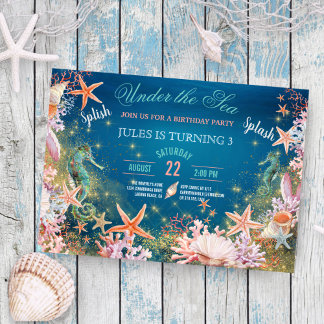 Invitation Sous le Sea Magical Seahorse Anniversaire de enfan
