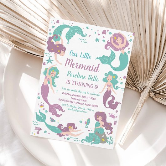 Invitation Sous le Sea Party Mermaid Anniversaire