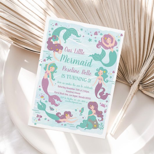 Invitation Sous le Sea Party Mermaid Anniversaire