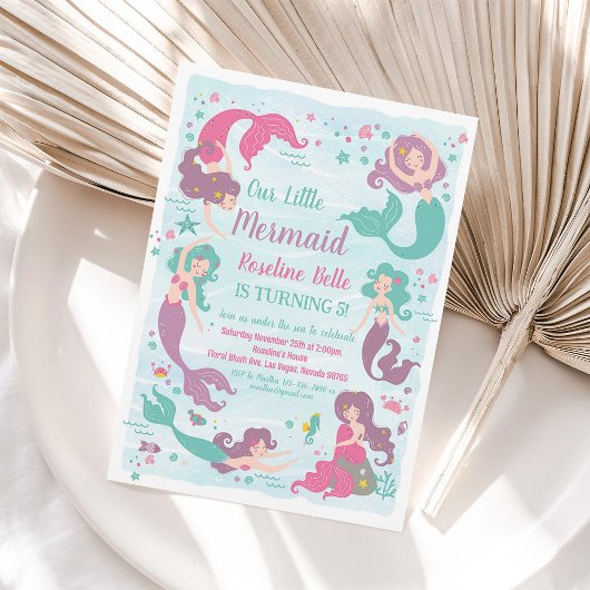 Invitation Sous le Sea Party Mermaid Anniversaire
