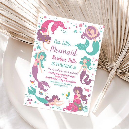 Invitation Sous le Sea Party Mermaid Anniversaire