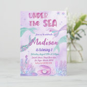 Invitation Sous le Sea Party Petite Sirène fête d'anniversair (Debout devant)