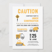 Invitation Sous le thème de la construction Anniversaire de e (Devant)