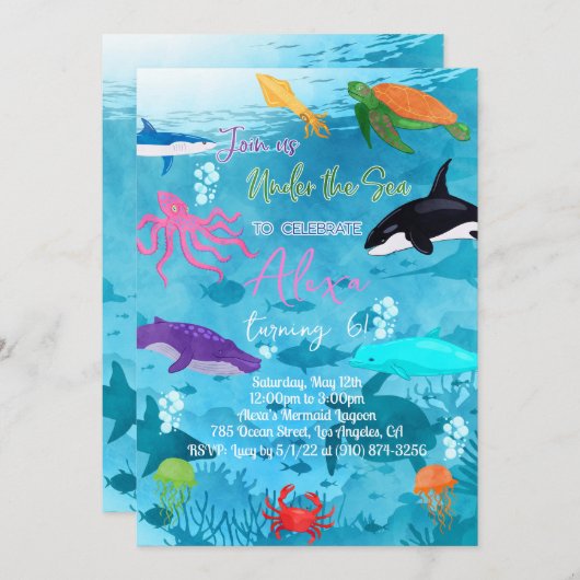 Invitation Sous L'Eau (Devant / Derrière)