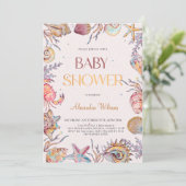 Invitation Sous l'eau aquarelle Baby shower nautique  (Debout devant)