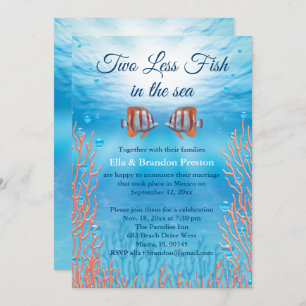 Invitation Sous l'eau deux poissons de moins dans le Mariage 