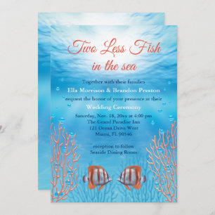 Invitation Sous l'eau deux poissons de moins dans le Mariage