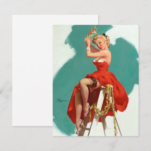 Invitation Sous l'épingle de gui pin up (Devant / Derrière)