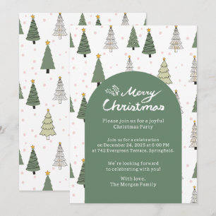 Invitation Sous les arbres enneigés – Fête de Noël