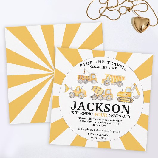 Invitation Sous les camions du chantier de construction invit