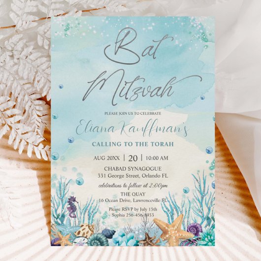 Invitation Sous les coquillages de plage de la mer coraux Bar