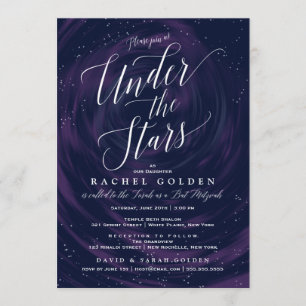 Invitation Sous les étoiles Élégante célébration Bat mitzvah