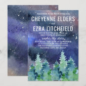 Invitation Sous les étoiles Mariage de nuit aquarelle (Devant / Derrière)