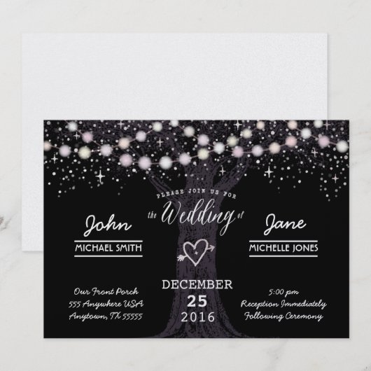 Invitation Sous les étoiles : Miroitement de perle, (Devant / Derrière)