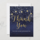 Invitation Sous les étoiles Nuit étoilée Or Bleu Merci (Devant)