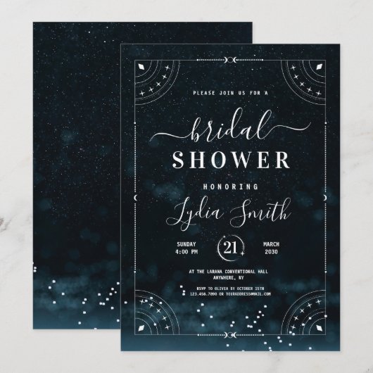 Invitation Sous les Étoiles Réception Céleste de Mariage Étoi (Devant / Derrière)