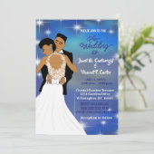 Invitation Sous les étoiles Sky Sepia Mariage afro-américain (Debout devant)