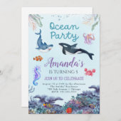 Invitation Sous les filles de la mer Anniversaire (Devant / Derrière)