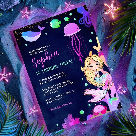 Invitation Sous l'étincelle de la mer Fête d'anniversaire de 
