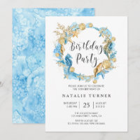 Sous l'invitation bleue de fête d'anniversaire