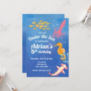 Invitation Sous l'invitation d'anniversaire bleu marine